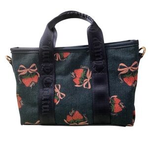 Juicy Couture Strawberry Print Denim Convertible Cross-Body Handbag